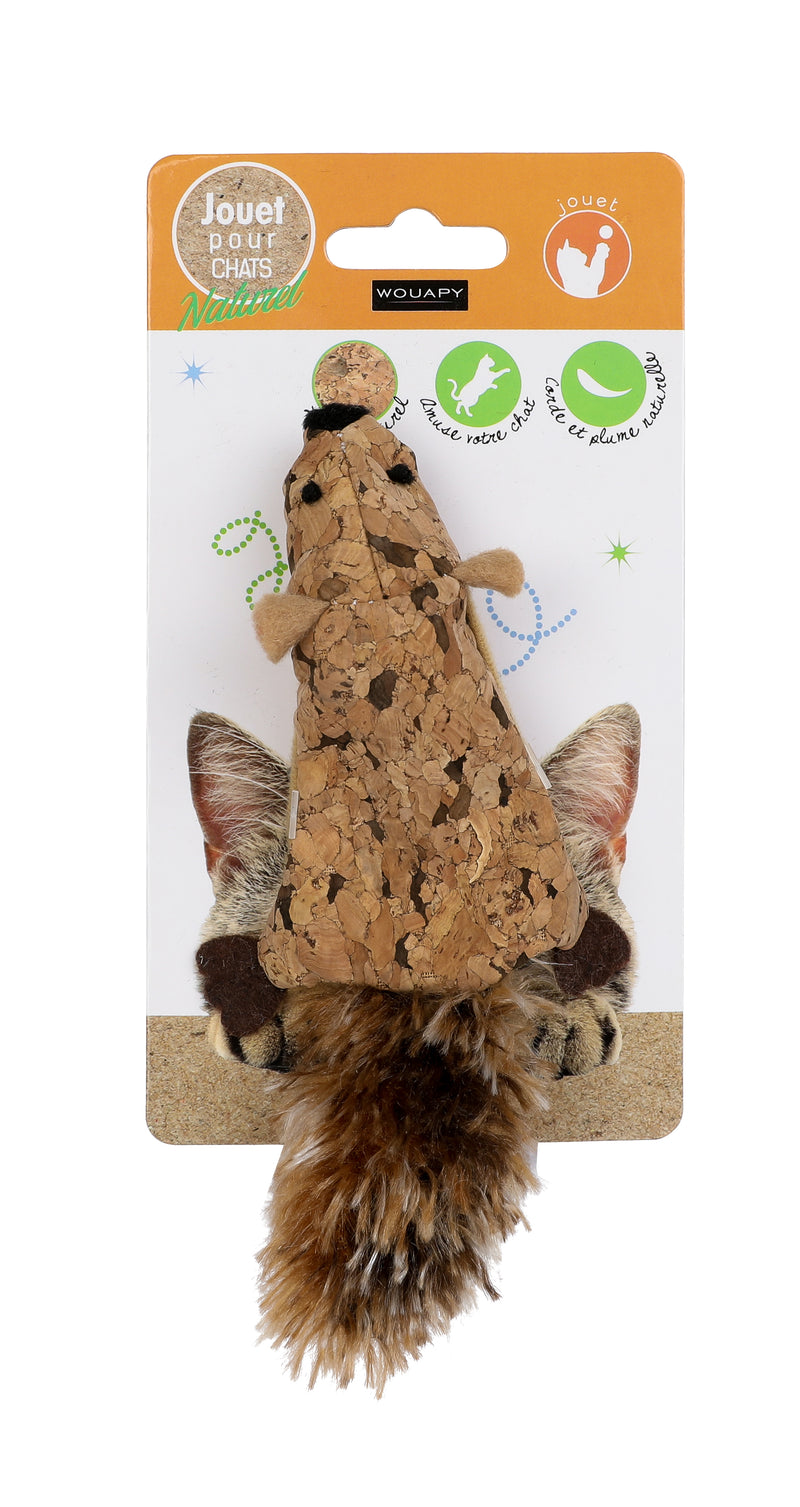 Wouapy kattelegetøj med kork - Mus med pelshale